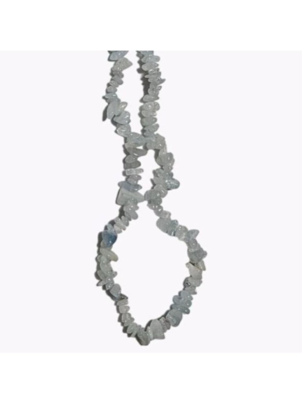 Boho Chip Nugget Necklace Light Blue White Aquamarine Beaded Beach Core Jewelry